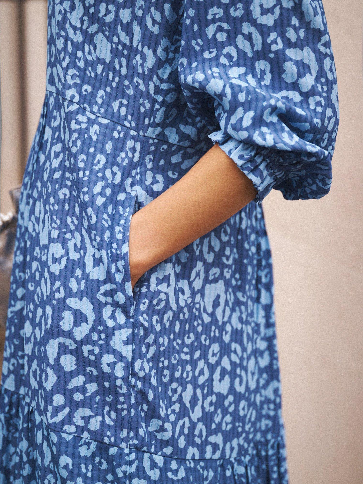 Product image 5 of 10, which shows NRBY Naomi Animal Print Dress, Blue/Multi, XS