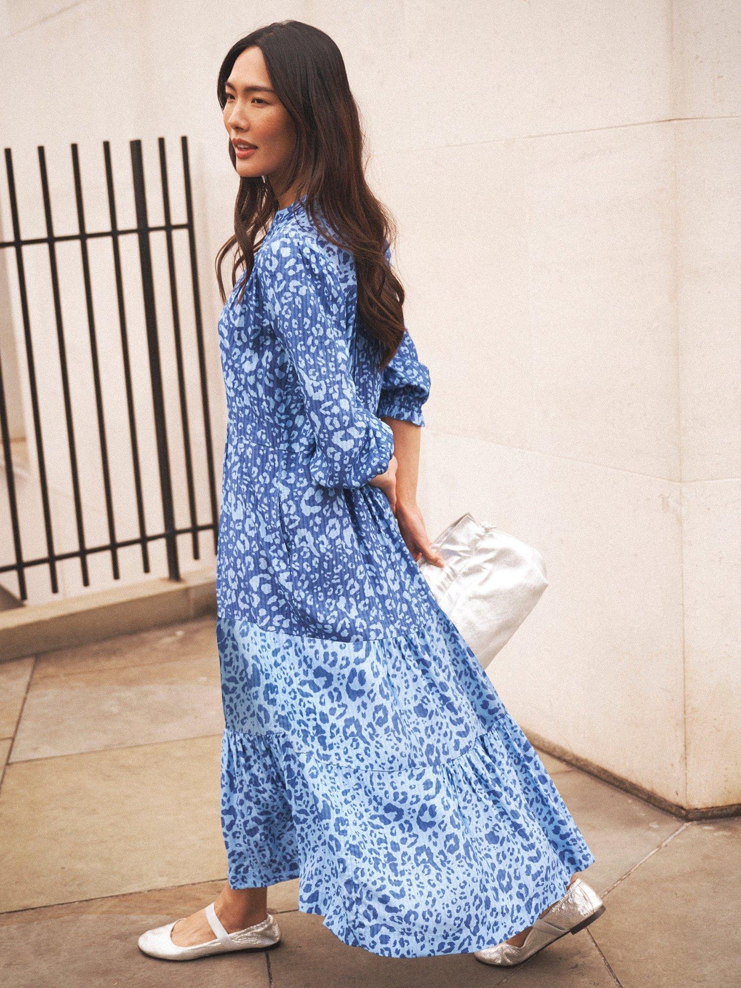 Product image 6 of 10, which shows NRBY Naomi Animal Print Dress, Blue/Multi, XS