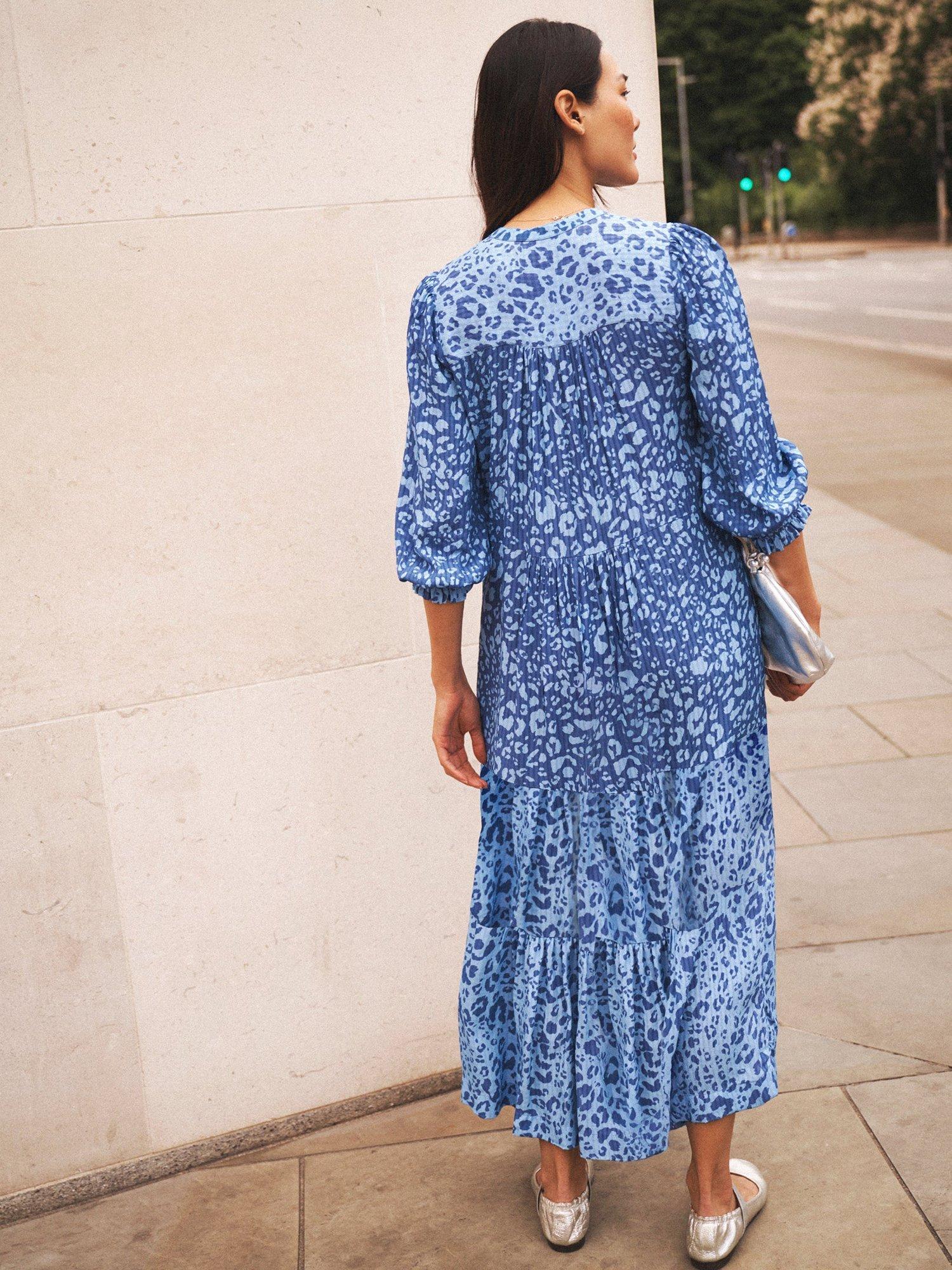 Product image 8 of 10, which shows NRBY Naomi Animal Print Dress, Blue/Multi, XS