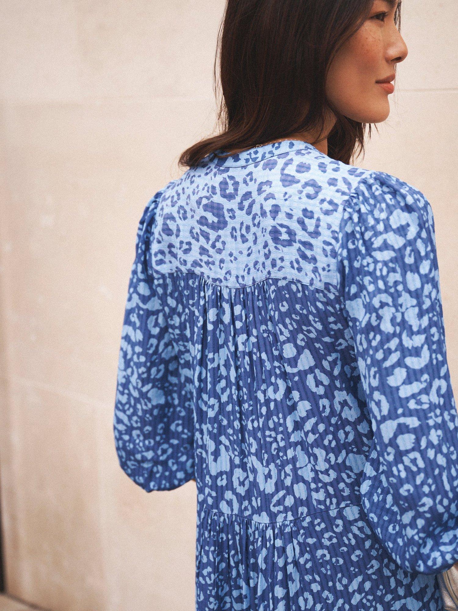 Product image 9 of 10, which shows NRBY Naomi Animal Print Dress, Blue/Multi, XS