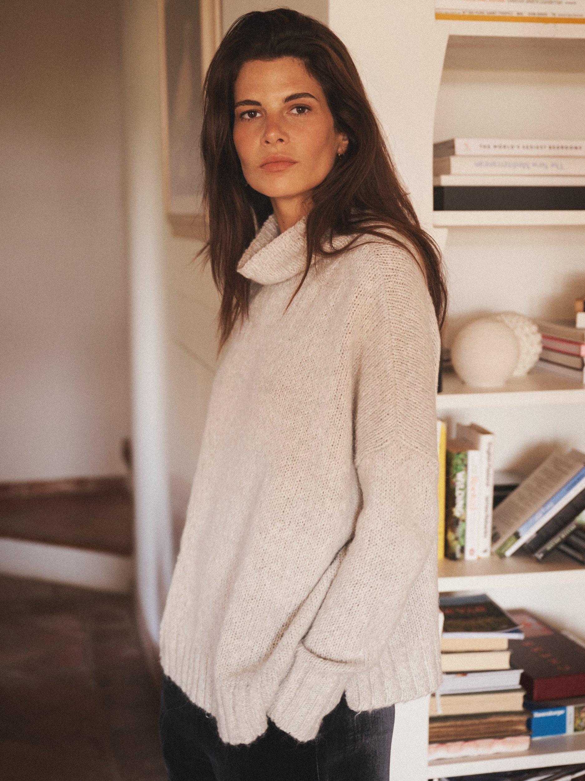 Product image 2 of 11, which shows NRBY Jana Funnel Neck Jumper, Silver Grey, XS