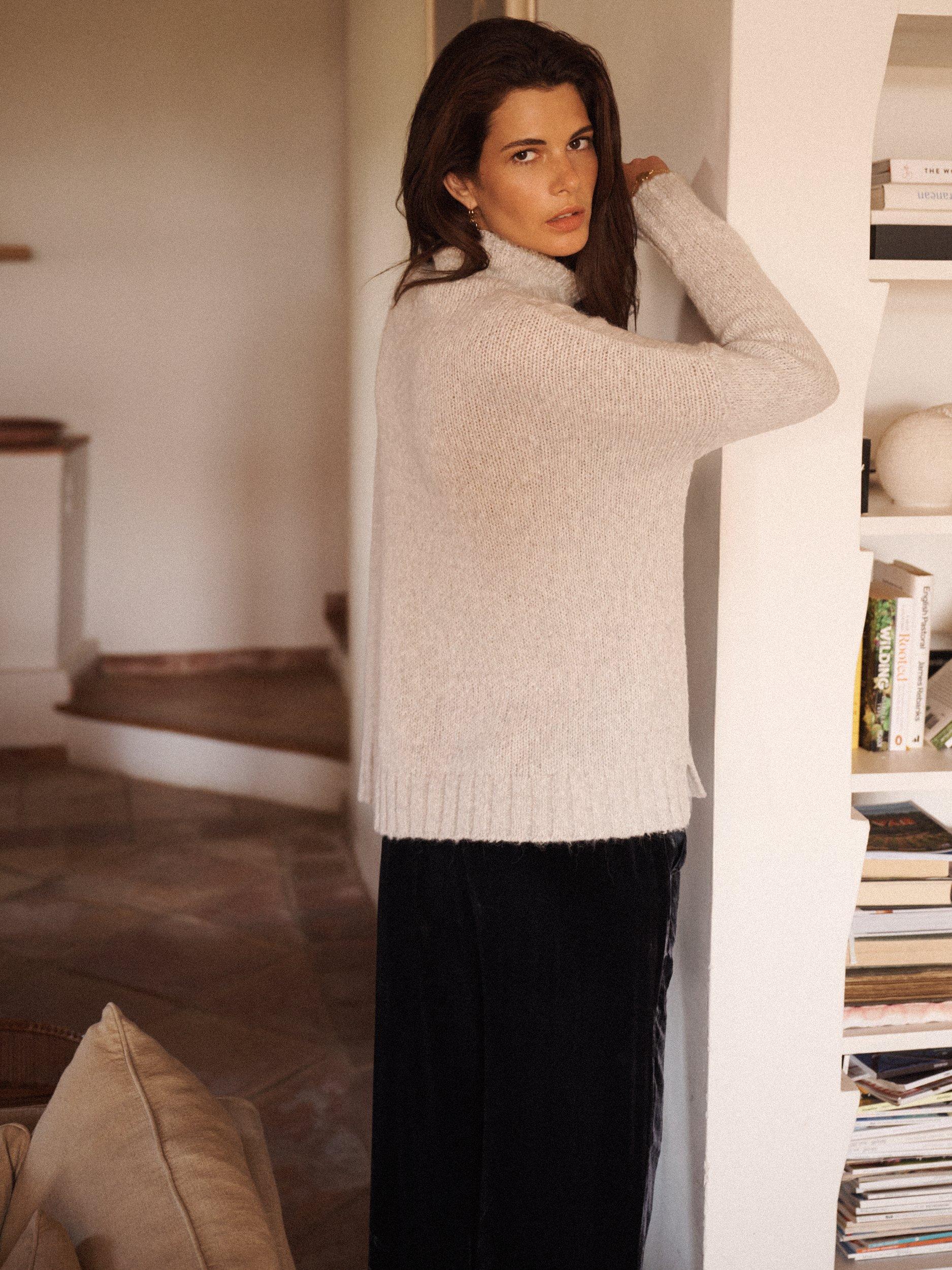 Product image 3 of 11, which shows NRBY Jana Funnel Neck Jumper, Silver Grey, XS