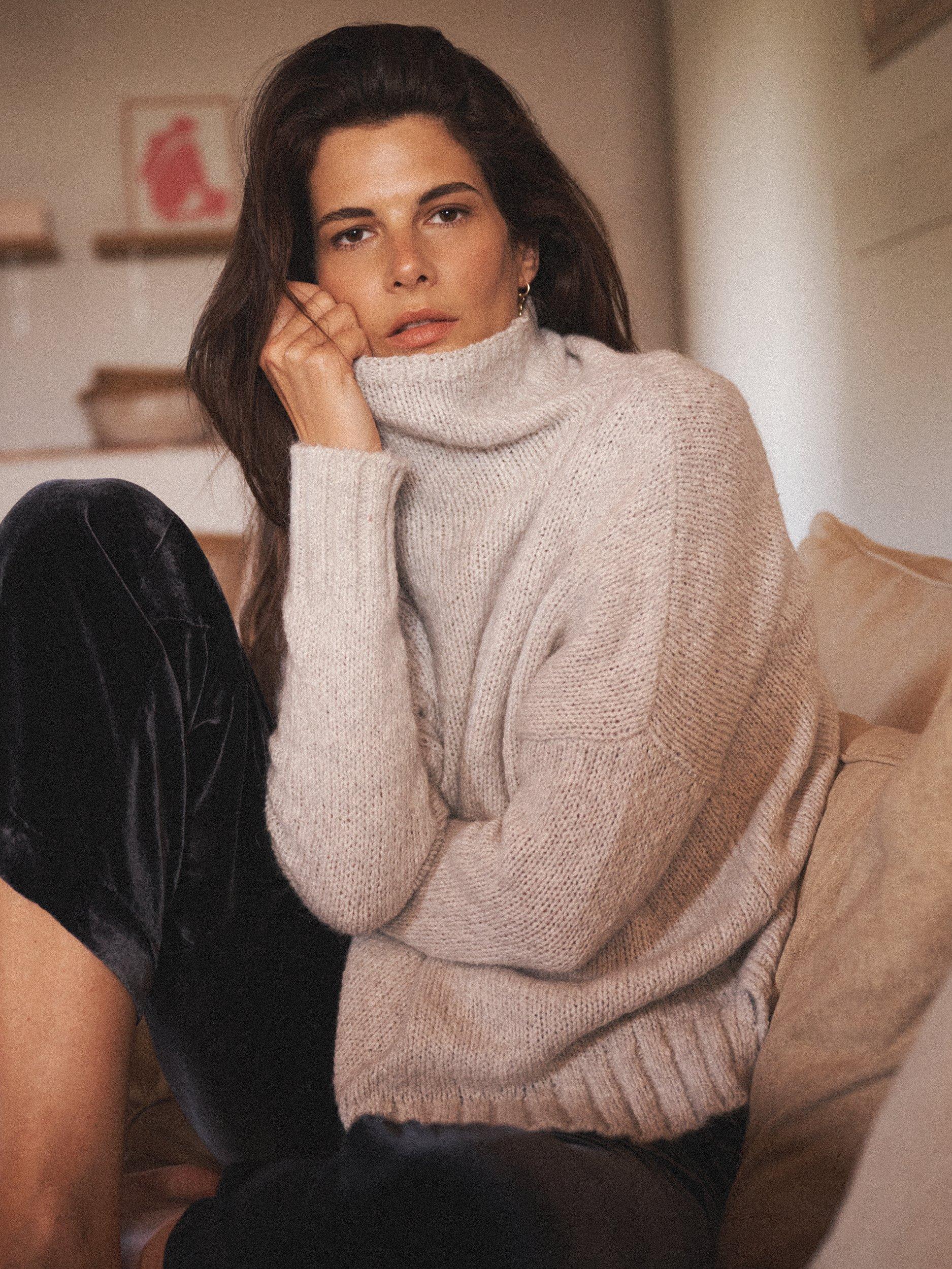 Product image 4 of 11, which shows NRBY Jana Funnel Neck Jumper, Silver Grey, XS