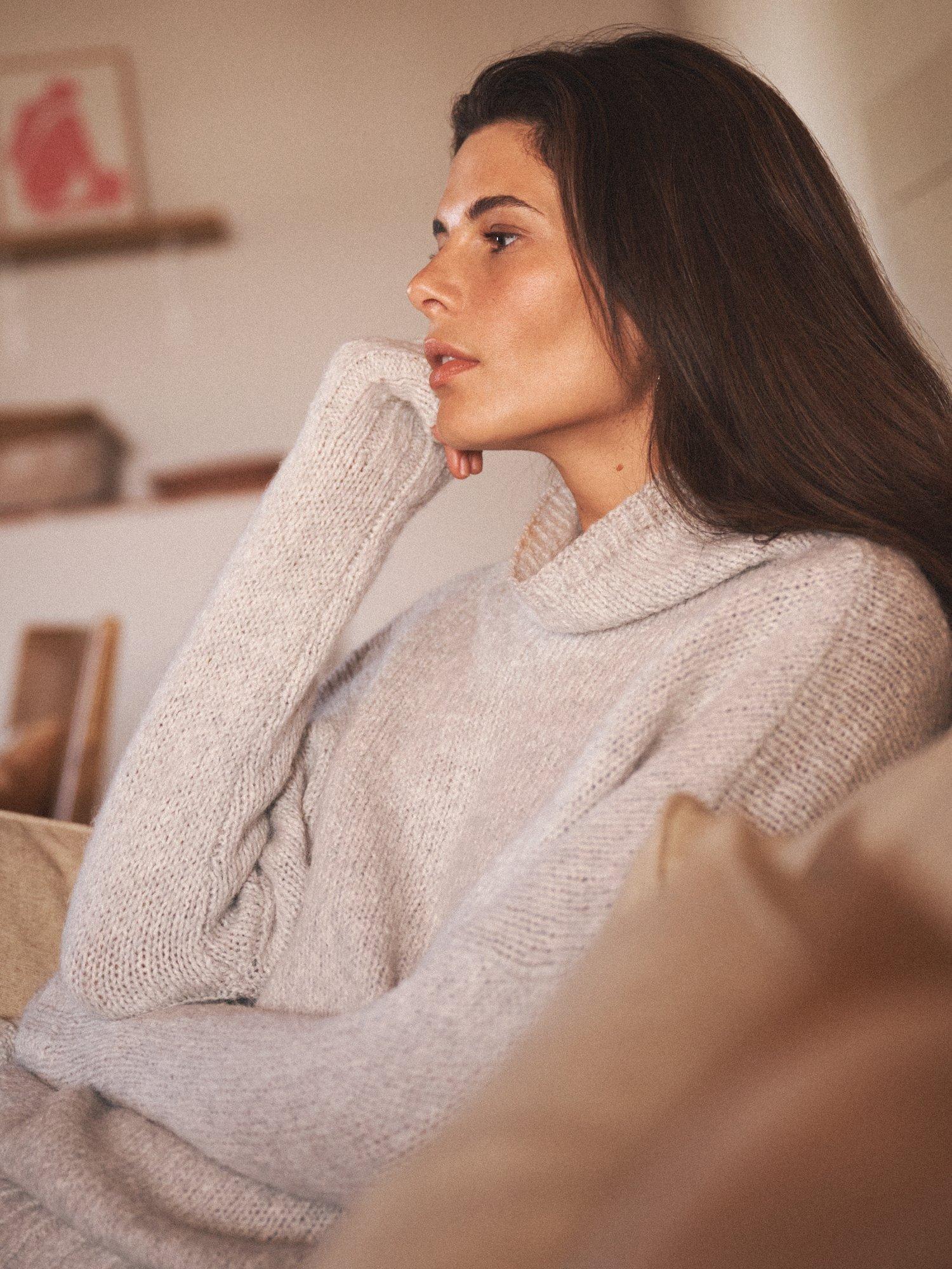 Product image 7 of 11, which shows NRBY Jana Funnel Neck Jumper, Silver Grey, XS