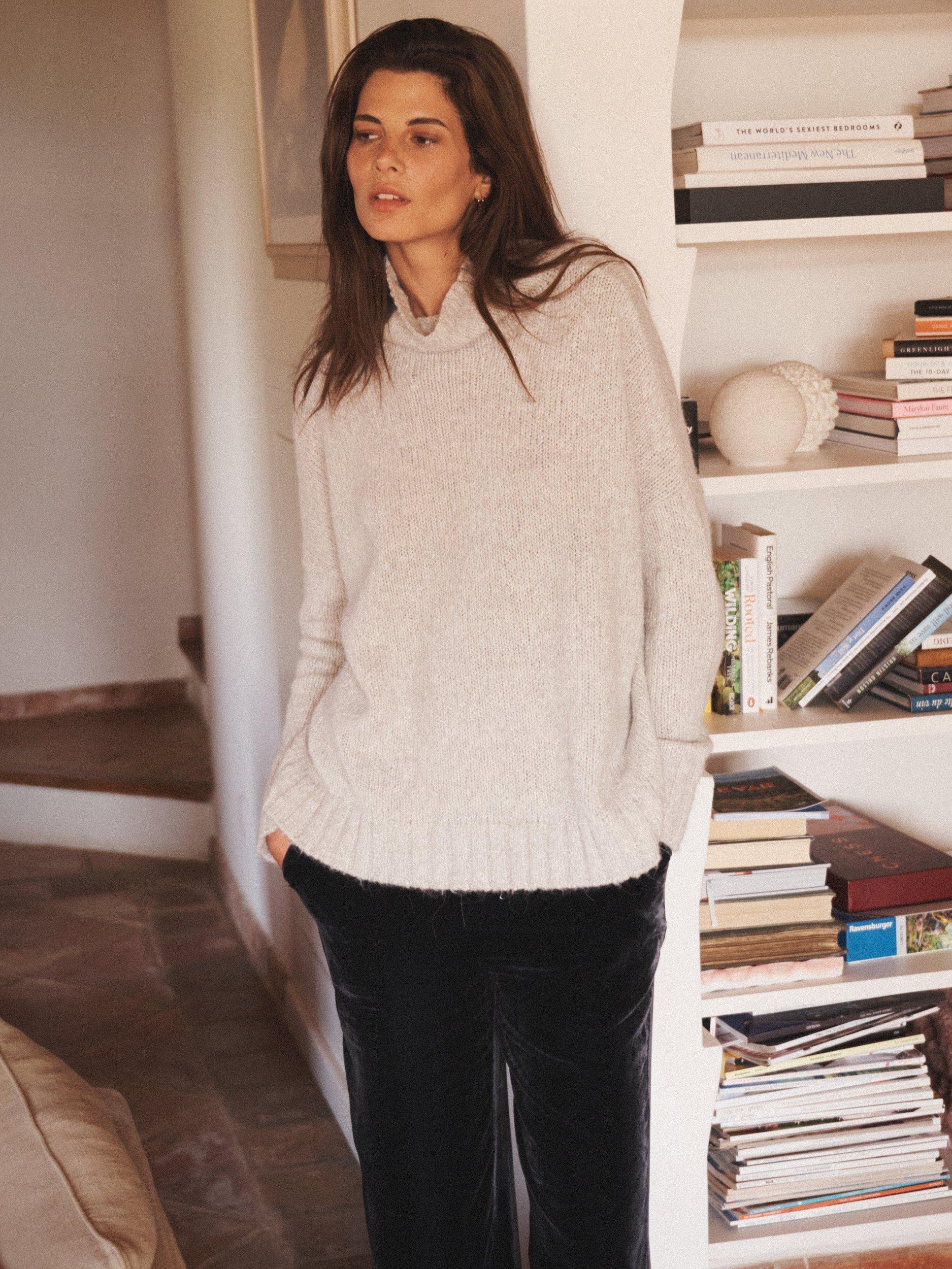 Product image 9 of 11, which shows NRBY Jana Funnel Neck Jumper, Silver Grey, XS