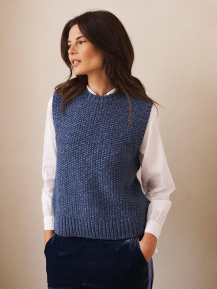 NRBY Mariah Moss Stitch Tank Top, Denim Blue, Denim Blue