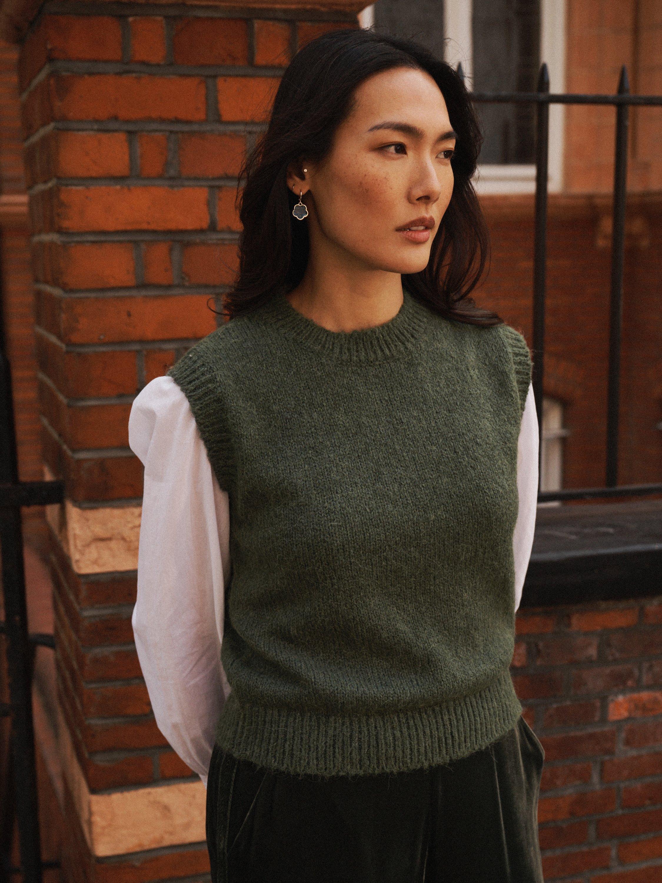 Product image 4 of 9, which shows NRBY Rosie Crew Neck Tank Top, Khaki, XS