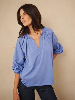 NRBY Anita V-Neck Top, Azure Blue