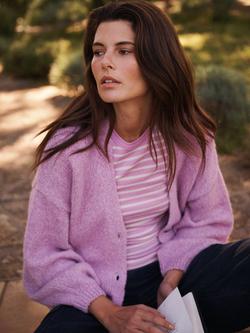 NRBY Michaela Balloon Sleeve Knit Cardigan, Pink Sorbet, Pink Sorbet