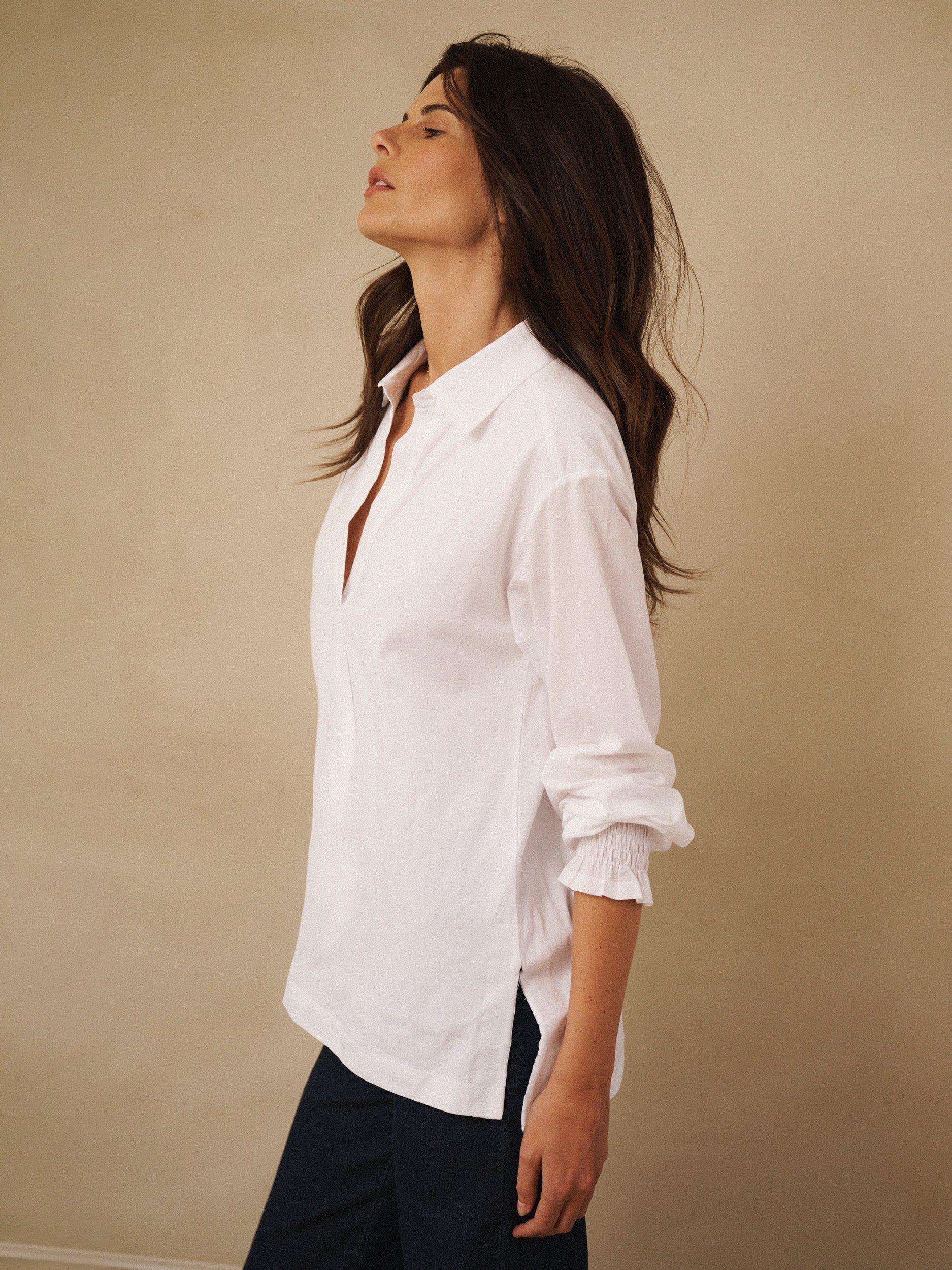 Product image 4 of 9, which shows NRBY Aria Collar Shirt, White, XS