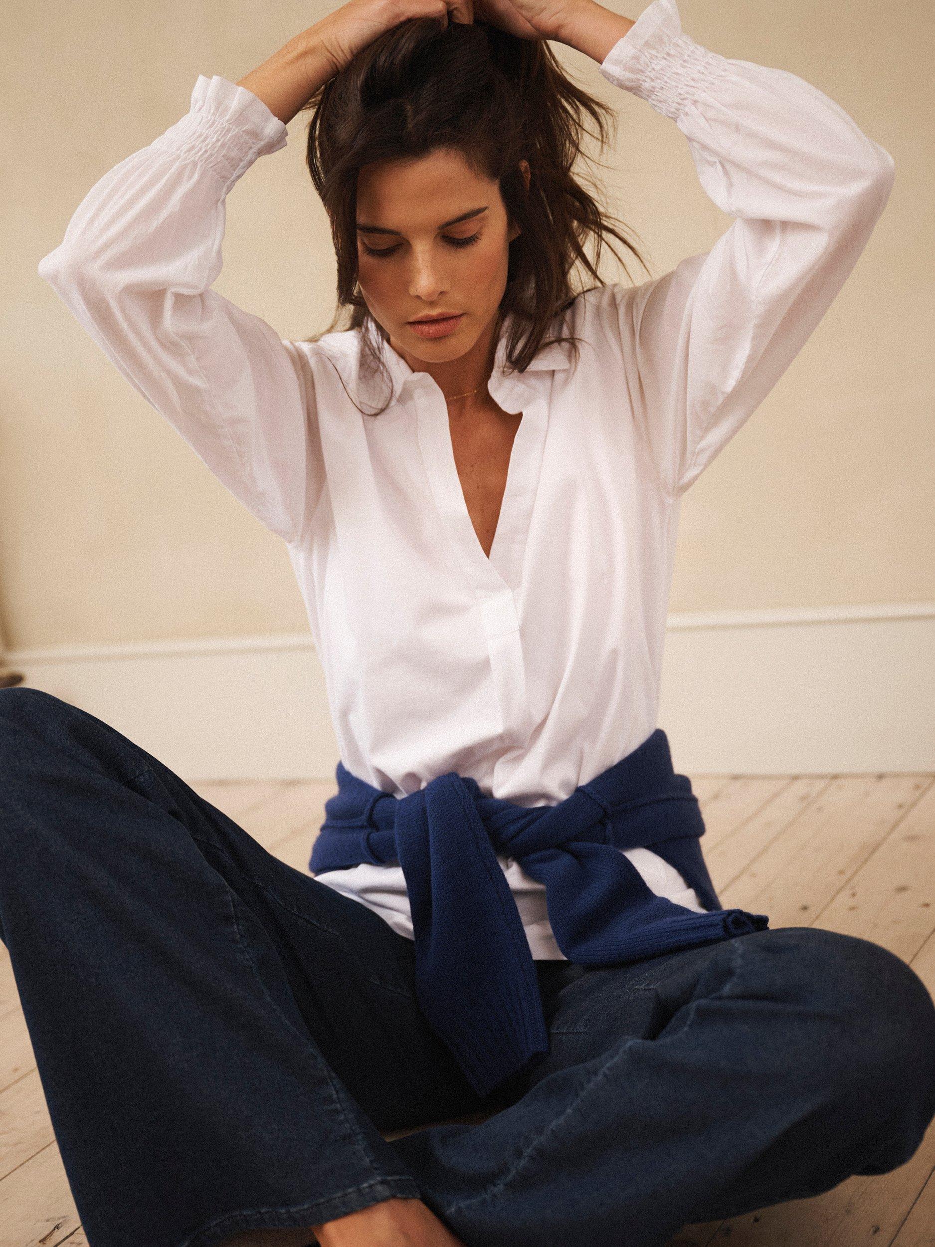 Product image 7 of 9, which shows NRBY Aria Collar Shirt, White, XS