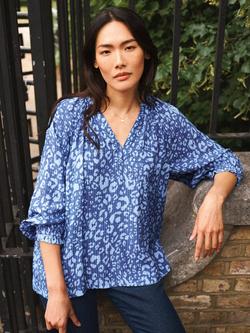 NRBY Nicola Animal Print Top, Blue/Multi, Blue/Multi