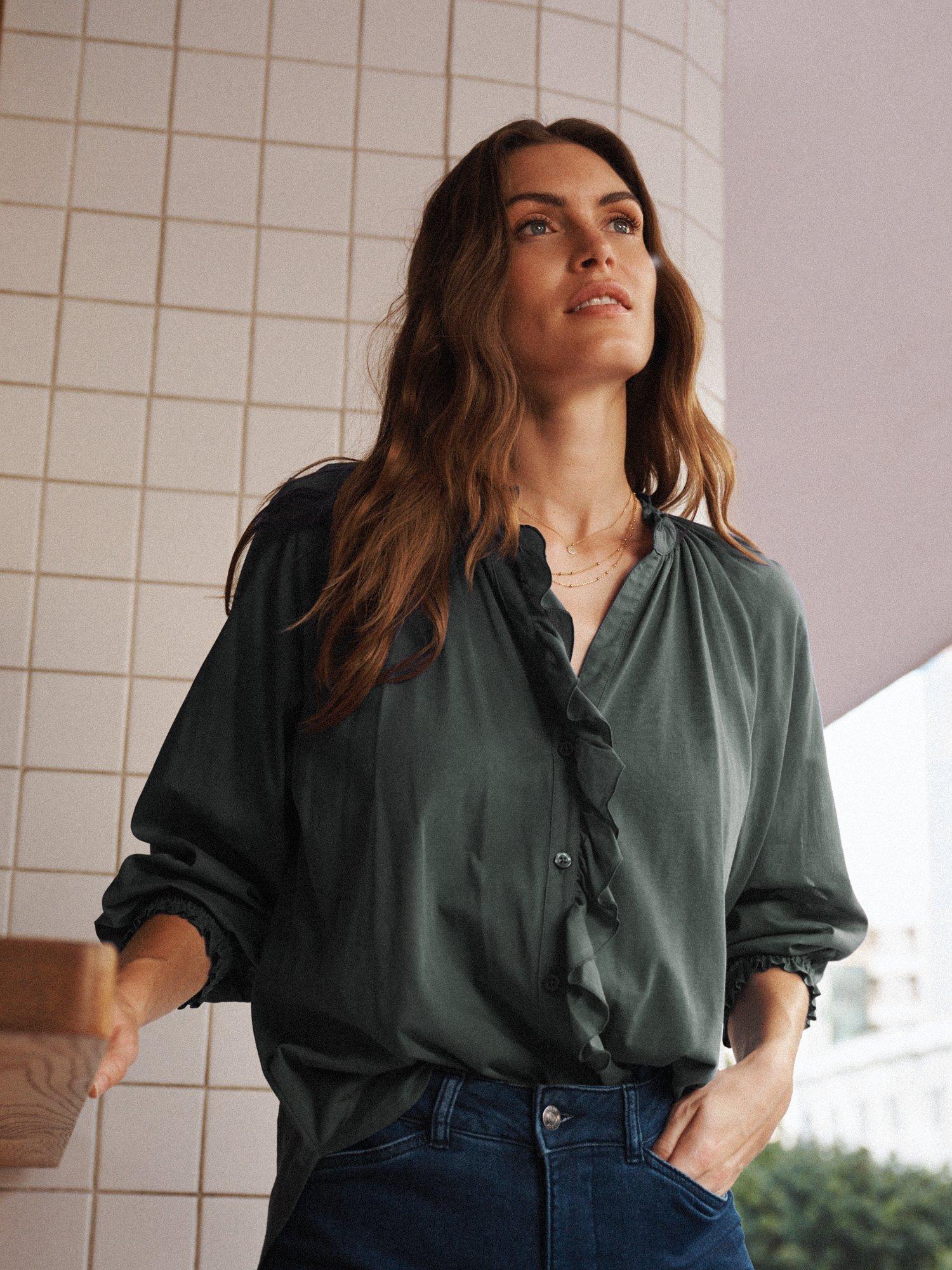 Product image 6 of 8, which shows NRBY Stevie Frill Shirt, Khaki, XS