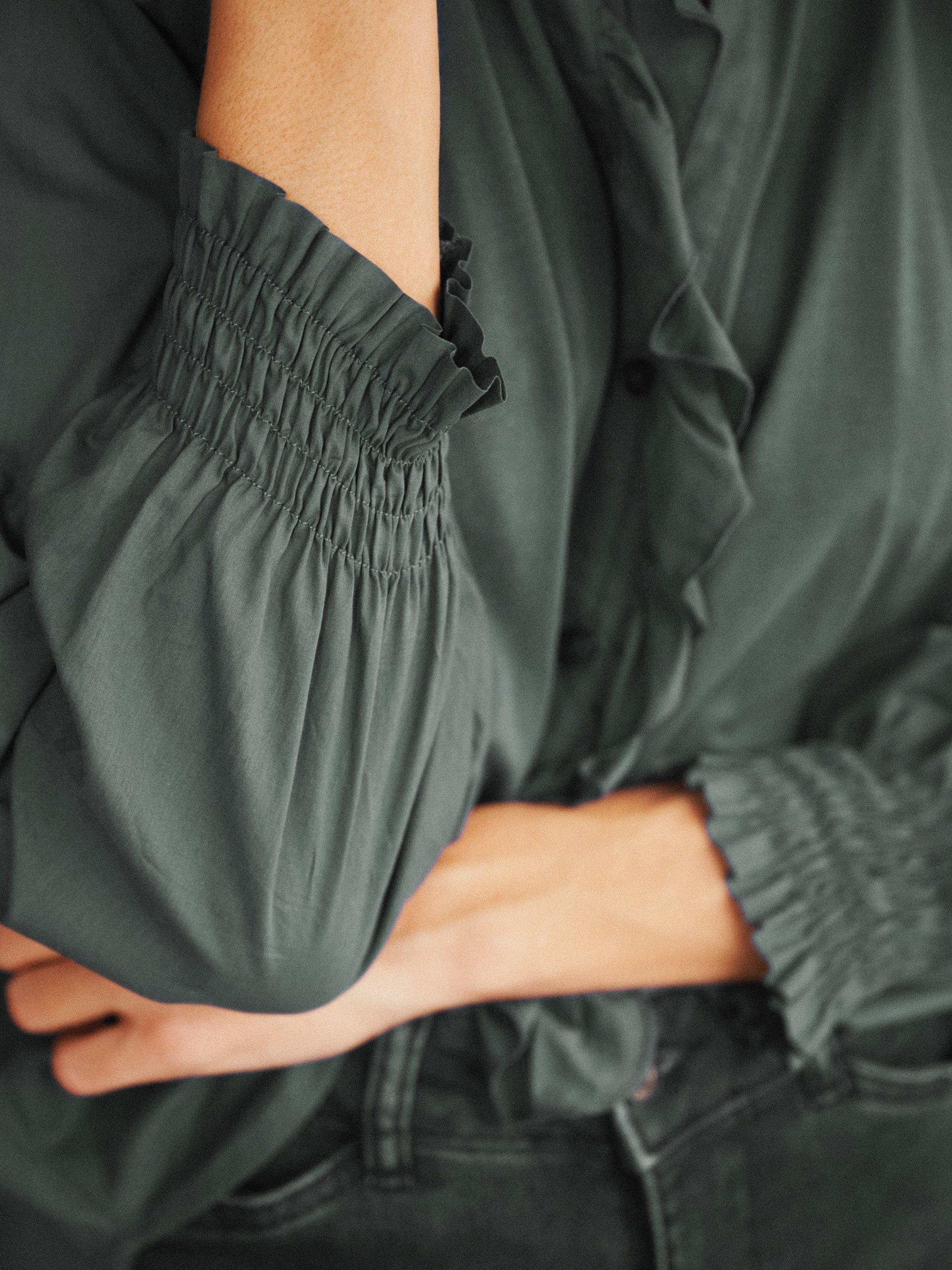 Product image 7 of 8, which shows NRBY Stevie Frill Shirt, Khaki, XS