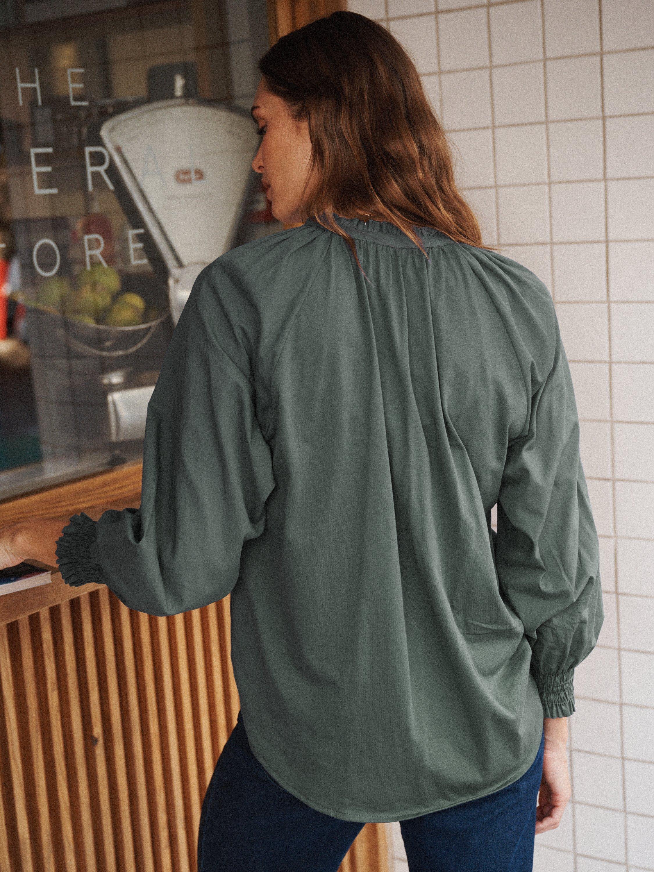 Product image 8 of 8, which shows NRBY Stevie Frill Shirt, Khaki, XS