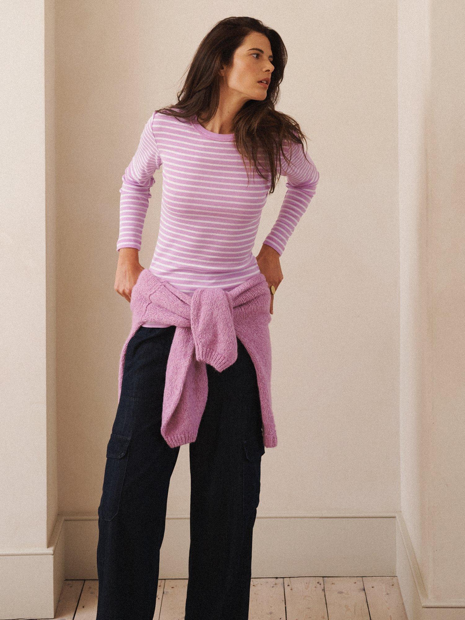 Product image 6 of 8, which shows NRBY Billie Stripe Top, Pink Sorbet/White, XS