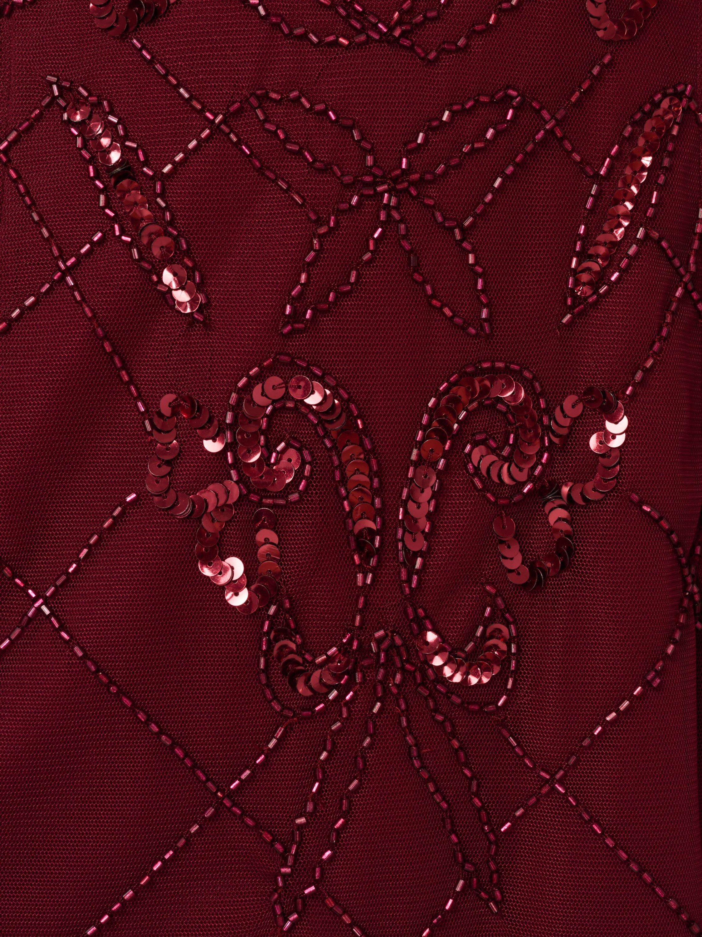 Product image 7 of 7, which shows Adrianna Papell Studio Beaded Mesh Sheath Dress, Mahogany, 6
