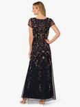 Adrianna Papell Studio Beaded Blouson Maxi Dress, Navy/Rose Gold