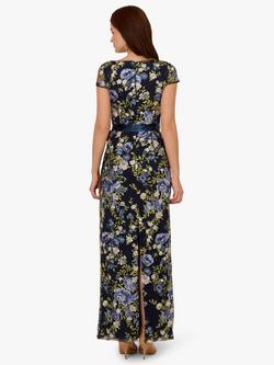 Adrianna Papell Cascading Floral Maxi Dress, Navy/Multi - view 2, Navy/Multi