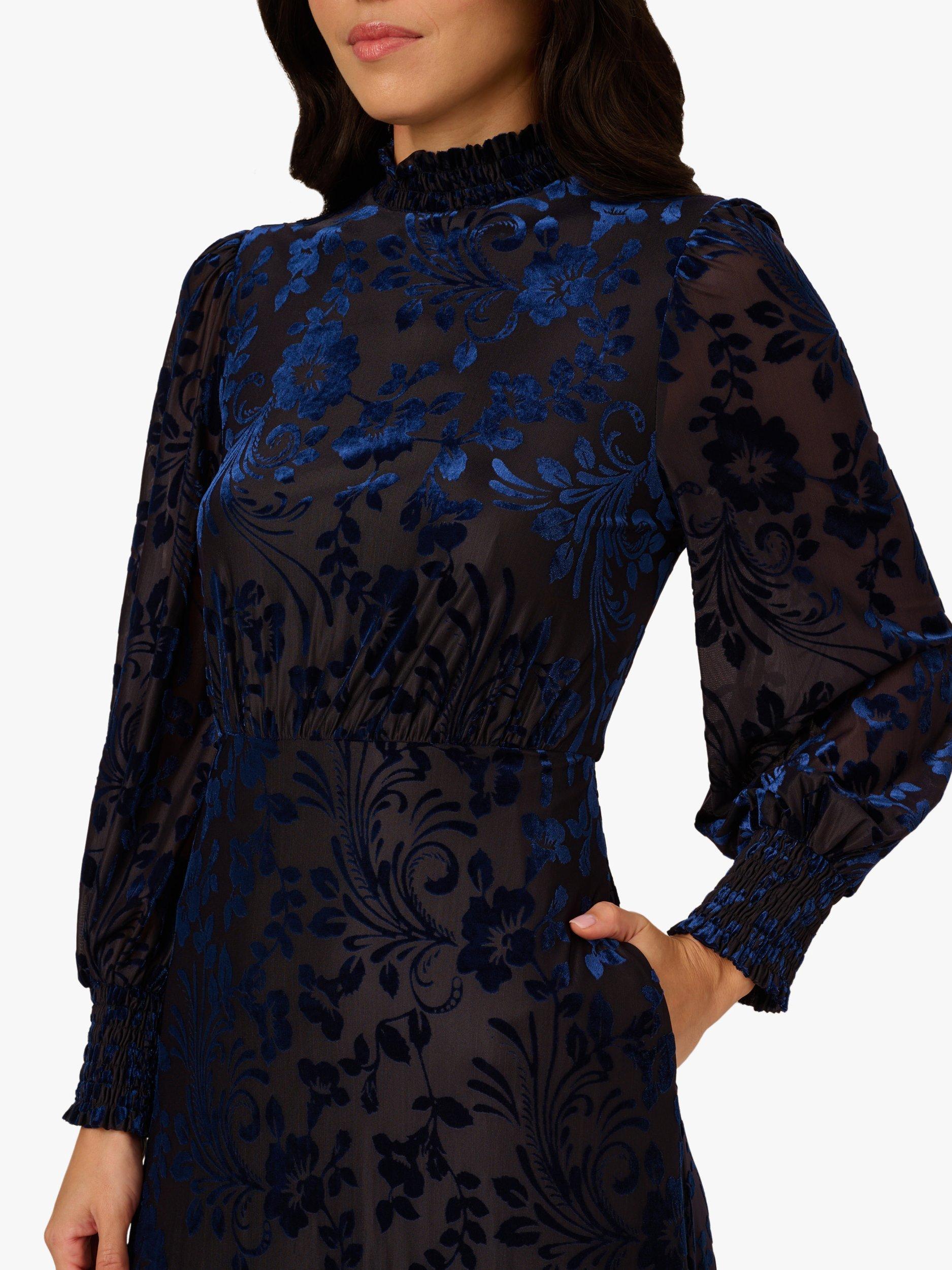 chinese dress ladies Retro & Vintage Unique Vintage Navy & Silver Stars Velvet Wrap Midi Dress main image 1