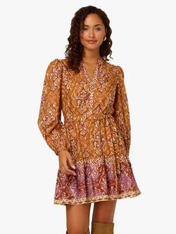 Adrianna by Adrianna Papell Paisley Mini Dress, Brown/Multi, Brown/Multi