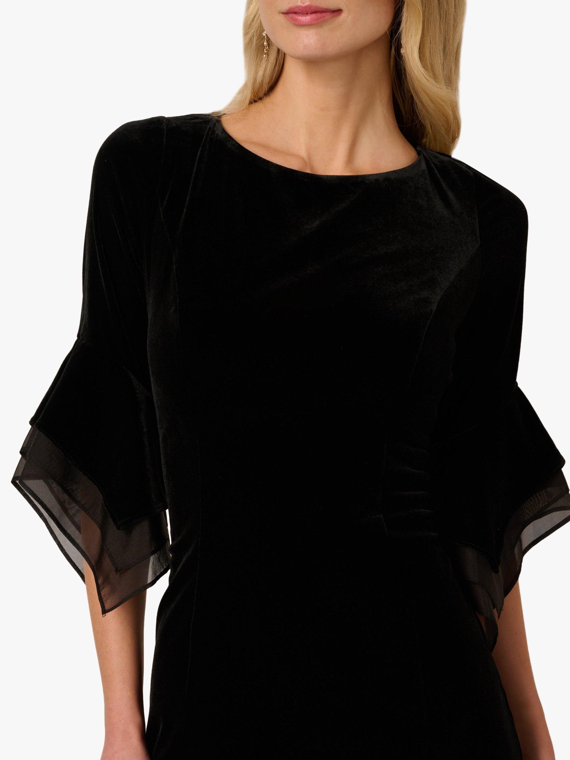 Adrianna Papell Velvet Bell Sleeve Sheath Dress, Black