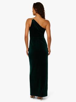 Adrianna Papell Velvet One Shoulder Maxi Dress, Emerald - view 2, Emerald