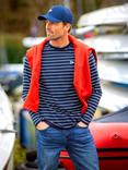 Brakeburn Camowen Cotton Regular Fit Long Sleeve Stripe T-Shirt, Blue/White