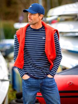 Brakeburn Camowen Cotton Regular Fit Long Sleeve Stripe T-Shirt, Blue/White - view 2, Blue/White