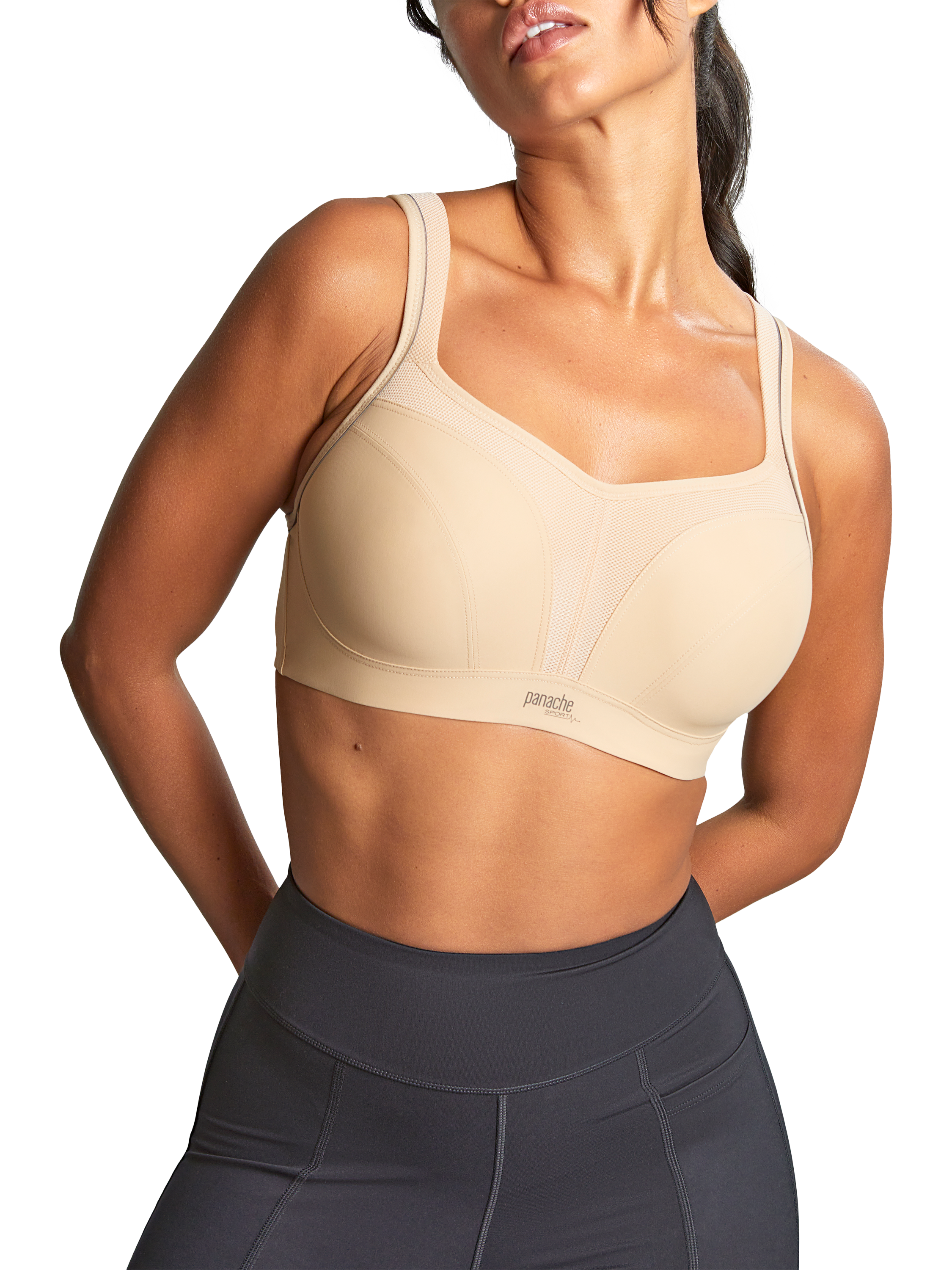 Product image 3 of 5, which shows Panache Power Underwired Sports Bra, Latte, 36F