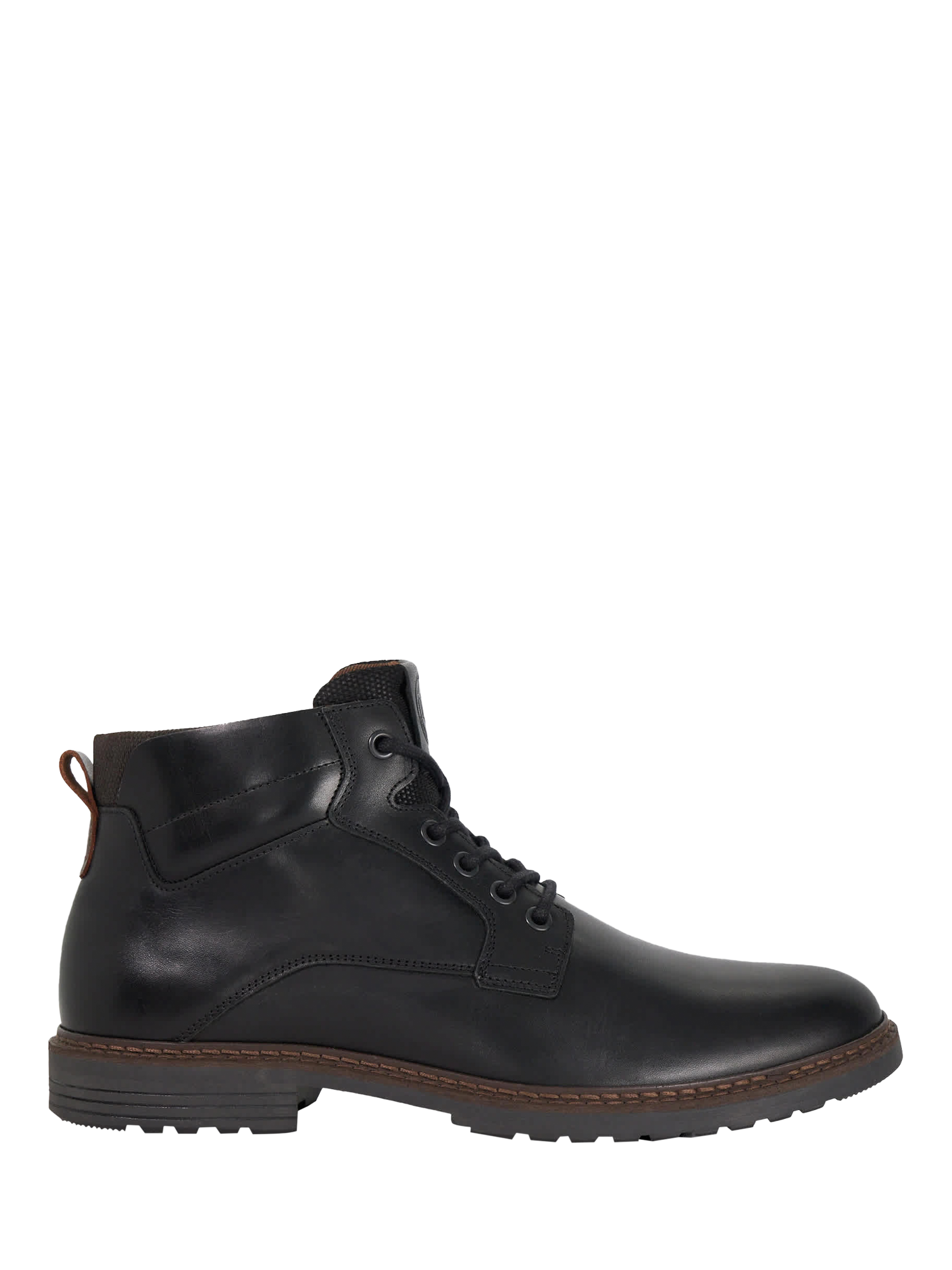 Product image 1 of 5, which shows Dune London Simpson Lace Up Leather Ankle Boots, Black, EU40