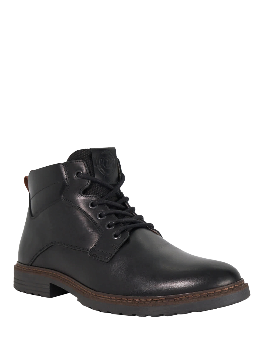 Product image 2 of 5, which shows Dune London Simpson Lace Up Leather Ankle Boots, Black, EU40
