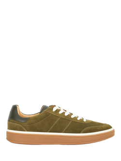Dune London Tony Lace Up Suede Trainers, Green