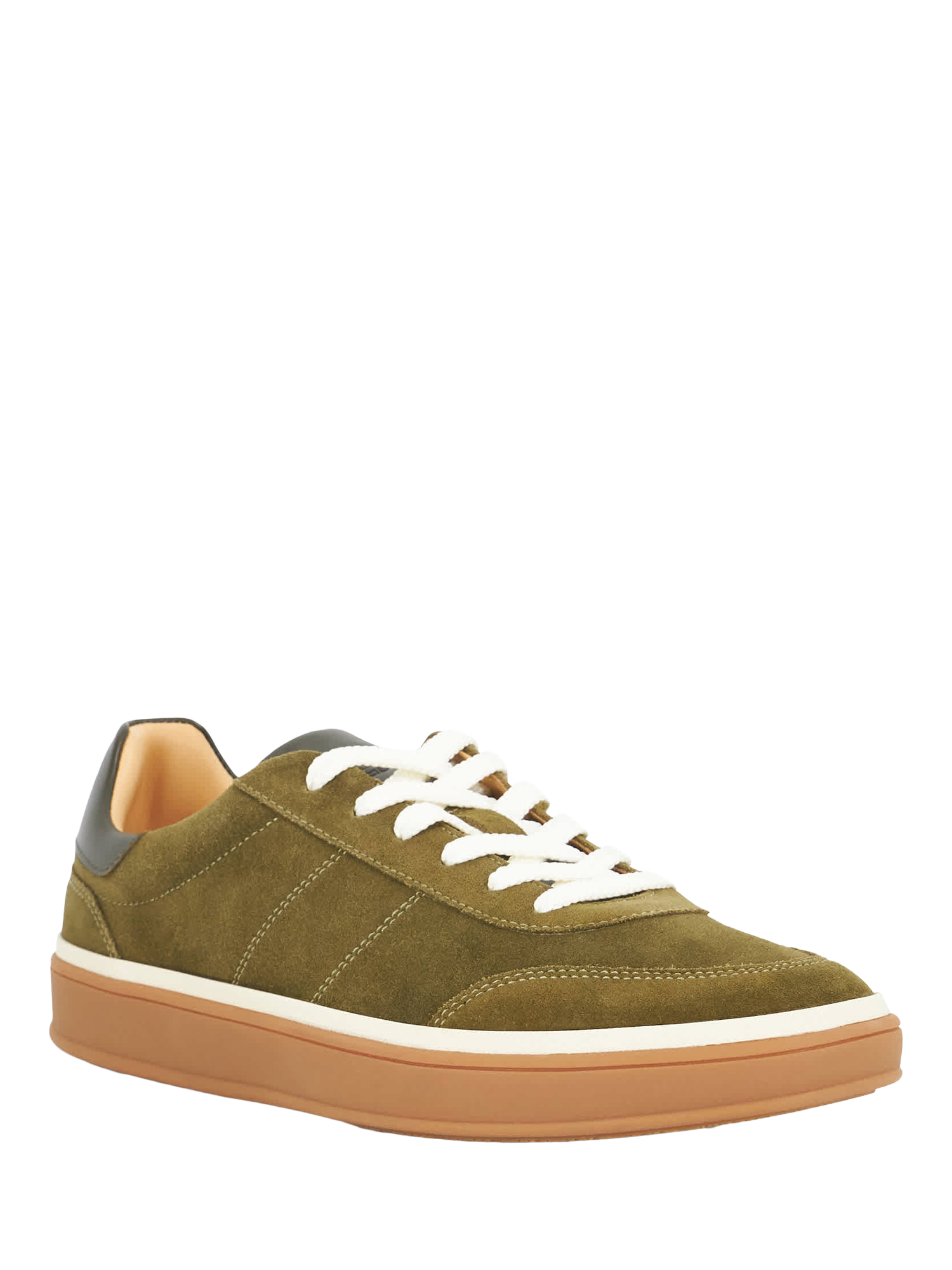 Product image 3 of 7, which shows Dune London Tony Lace Up Suede Trainers, Green, 6|6.5