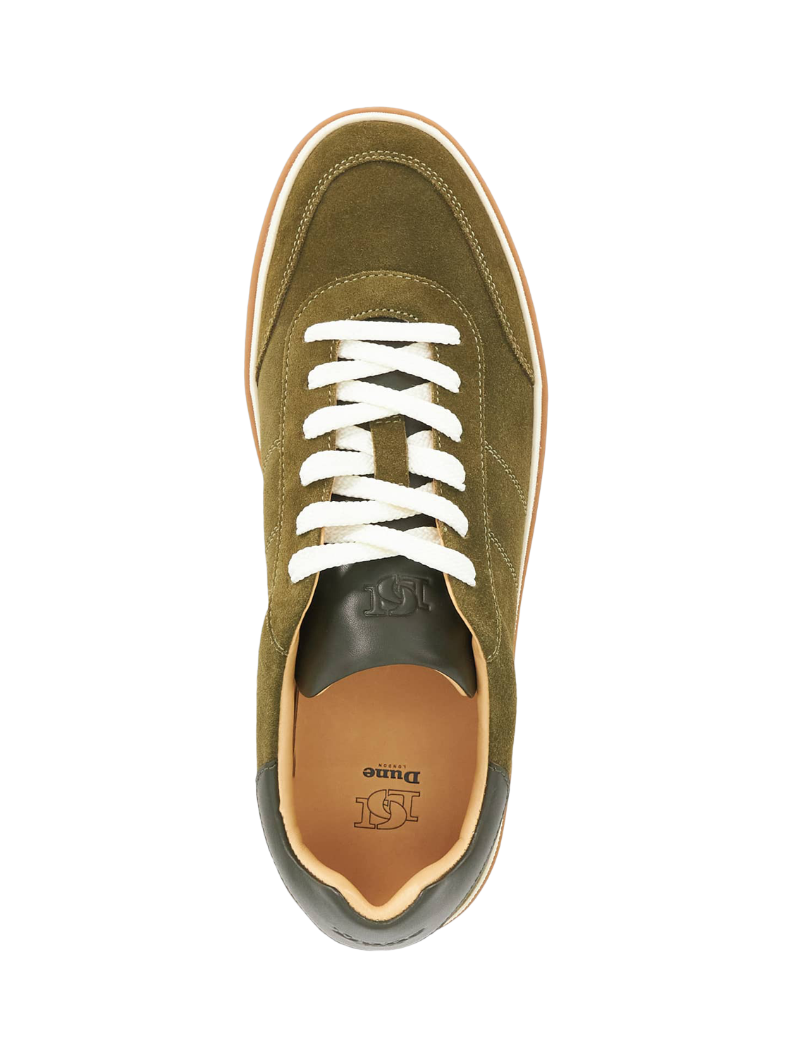 Product image 5 of 7, which shows Dune London Tony Lace Up Suede Trainers, Green, 6|6.5