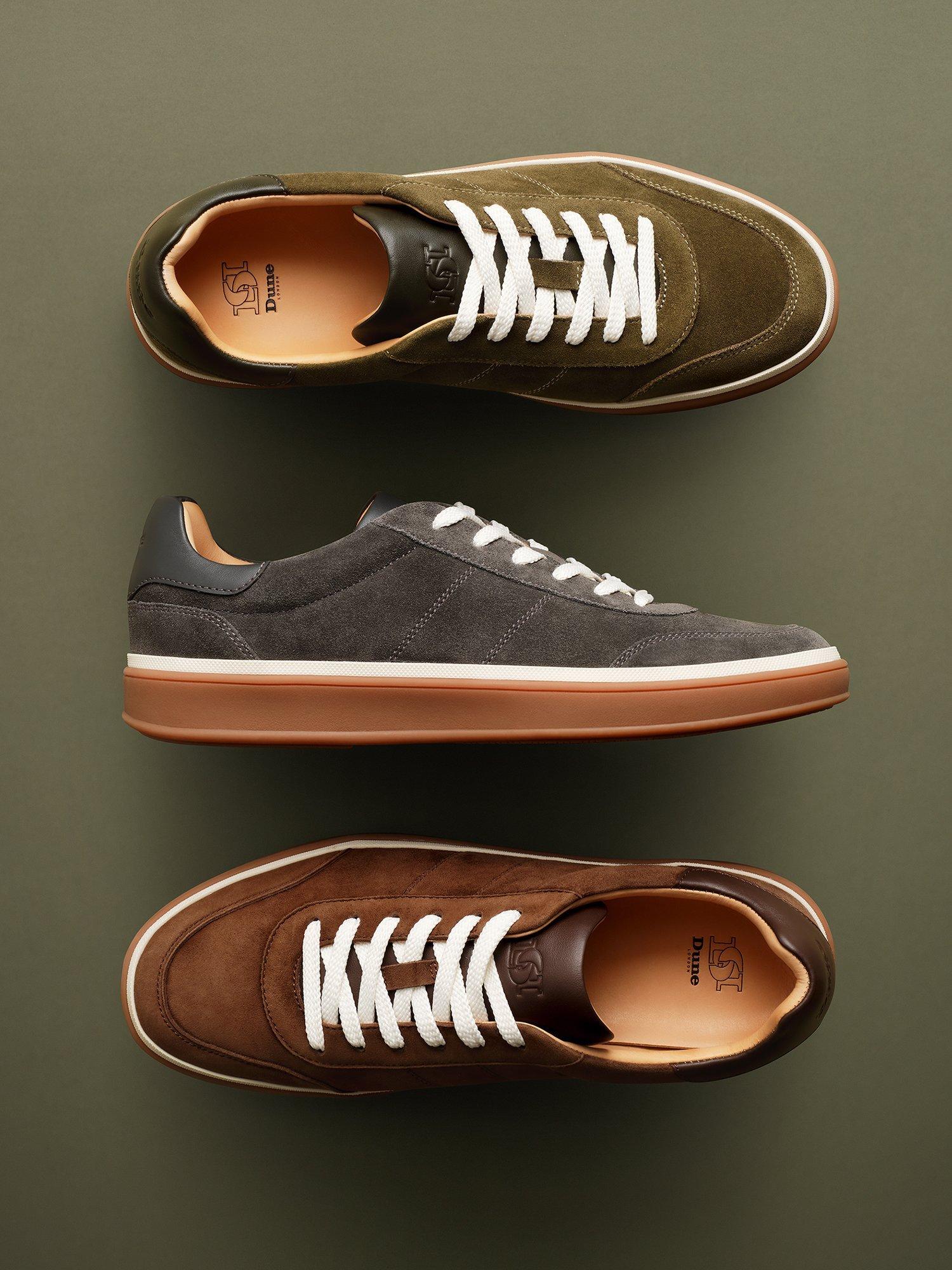Product image 7 of 7, which shows Dune London Tony Lace Up Suede Trainers, Green, 6|6.5