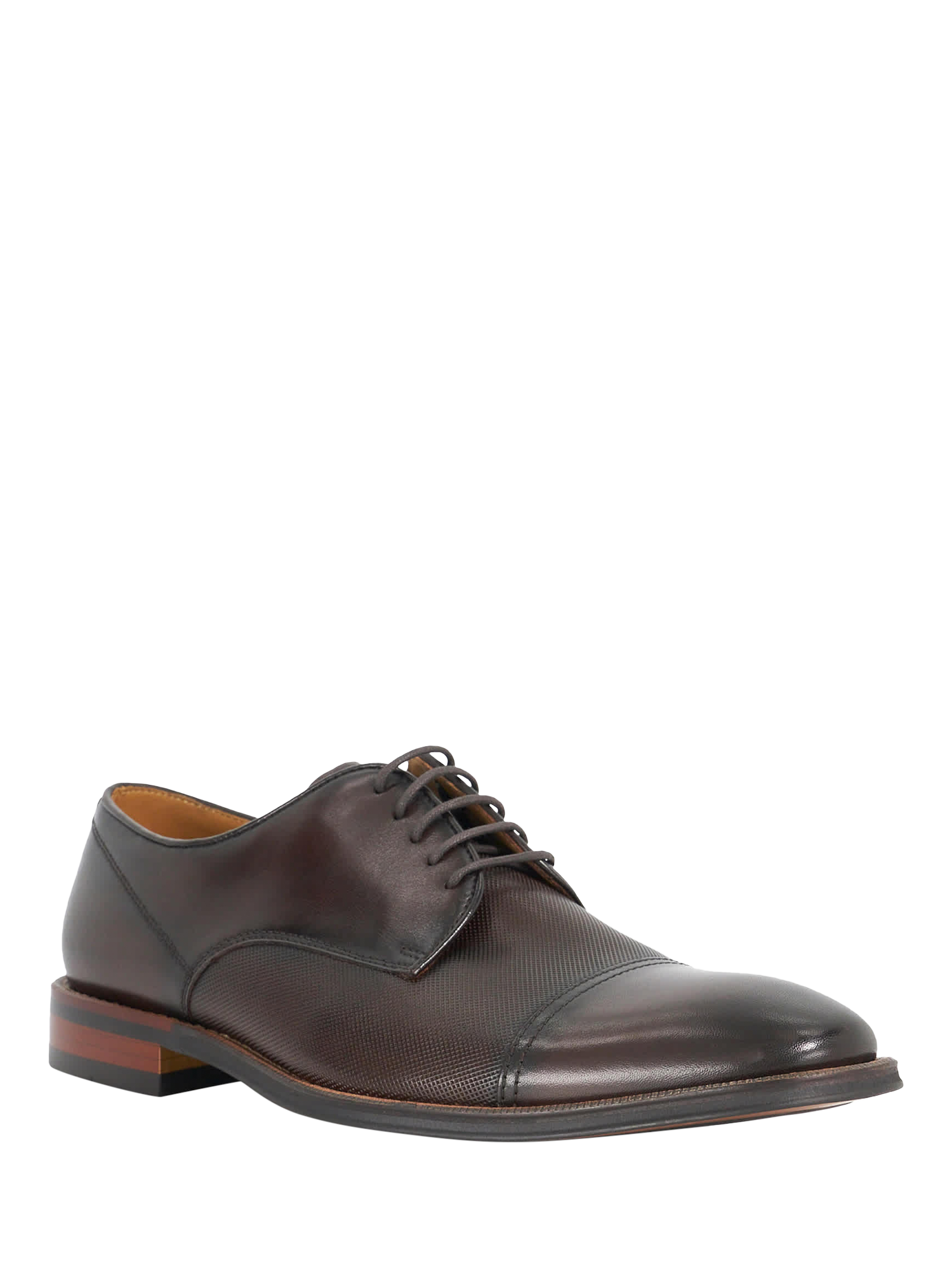 Product image 2 of 5, which shows Dune London Stones Leather Derby Shoes, Dark Brown, EU40