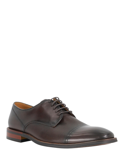 Dune London Stones Leather Derby Shoes - view 2, Dark Brown