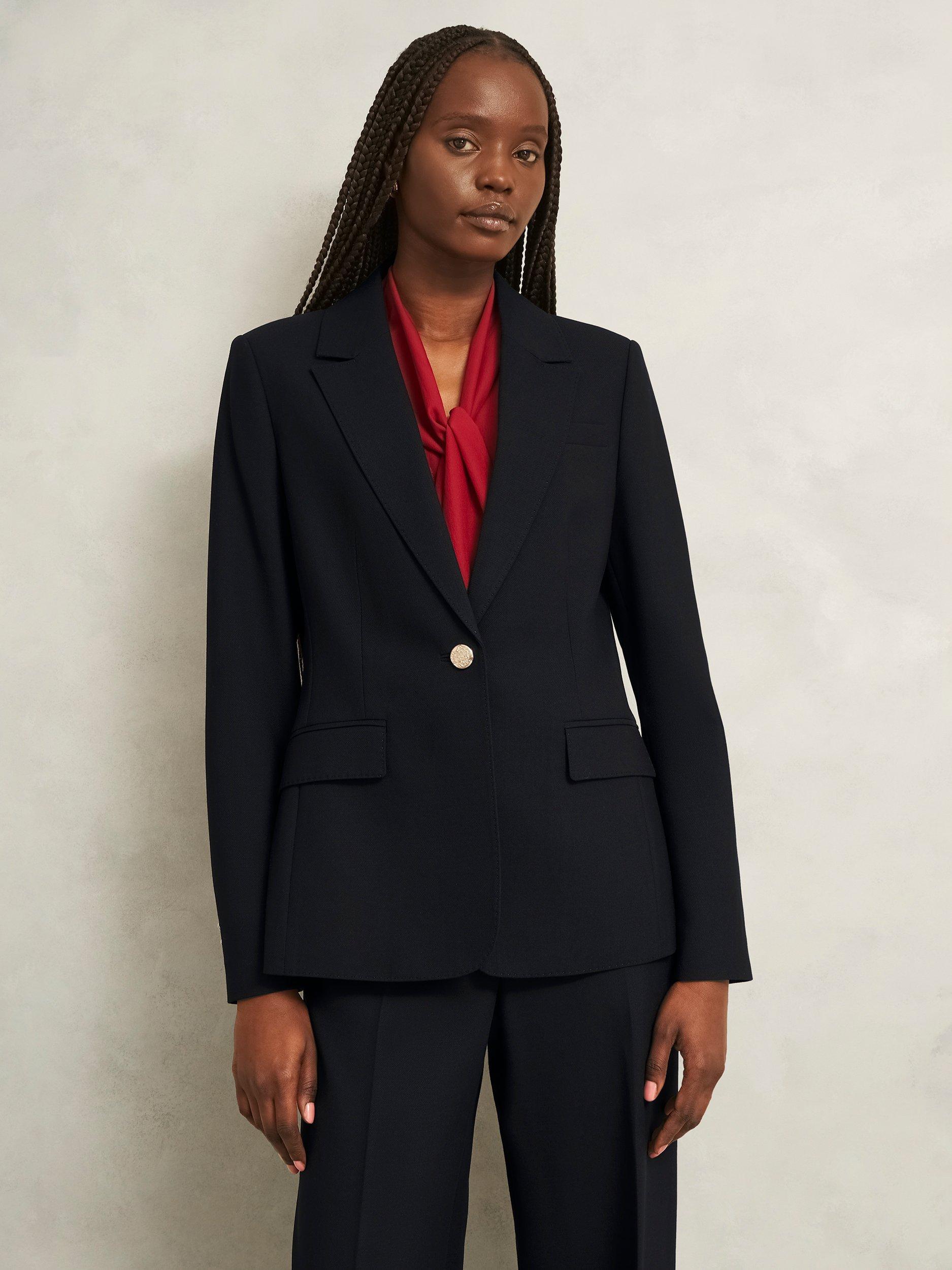Product image 1 of 7, which shows Hobbs Heidi Wool Blend Blazer, Black, 10