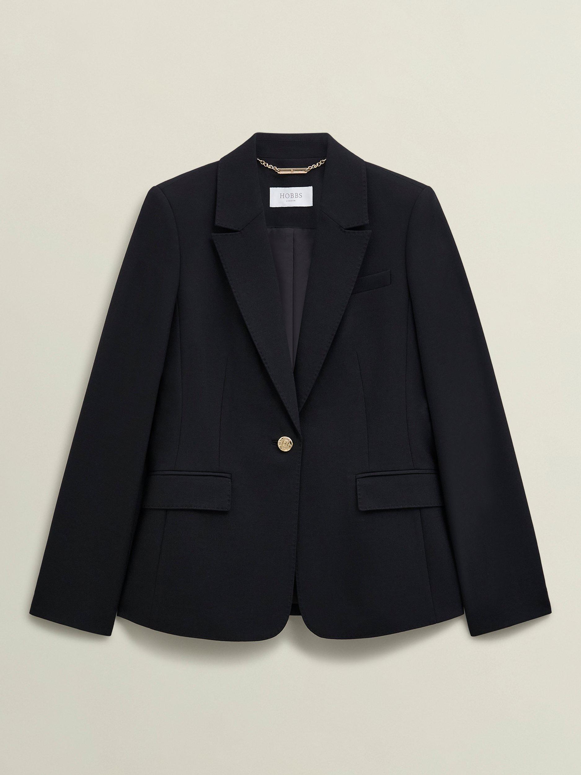 Product image 4 of 7, which shows Hobbs Heidi Wool Blend Blazer, Black, 10