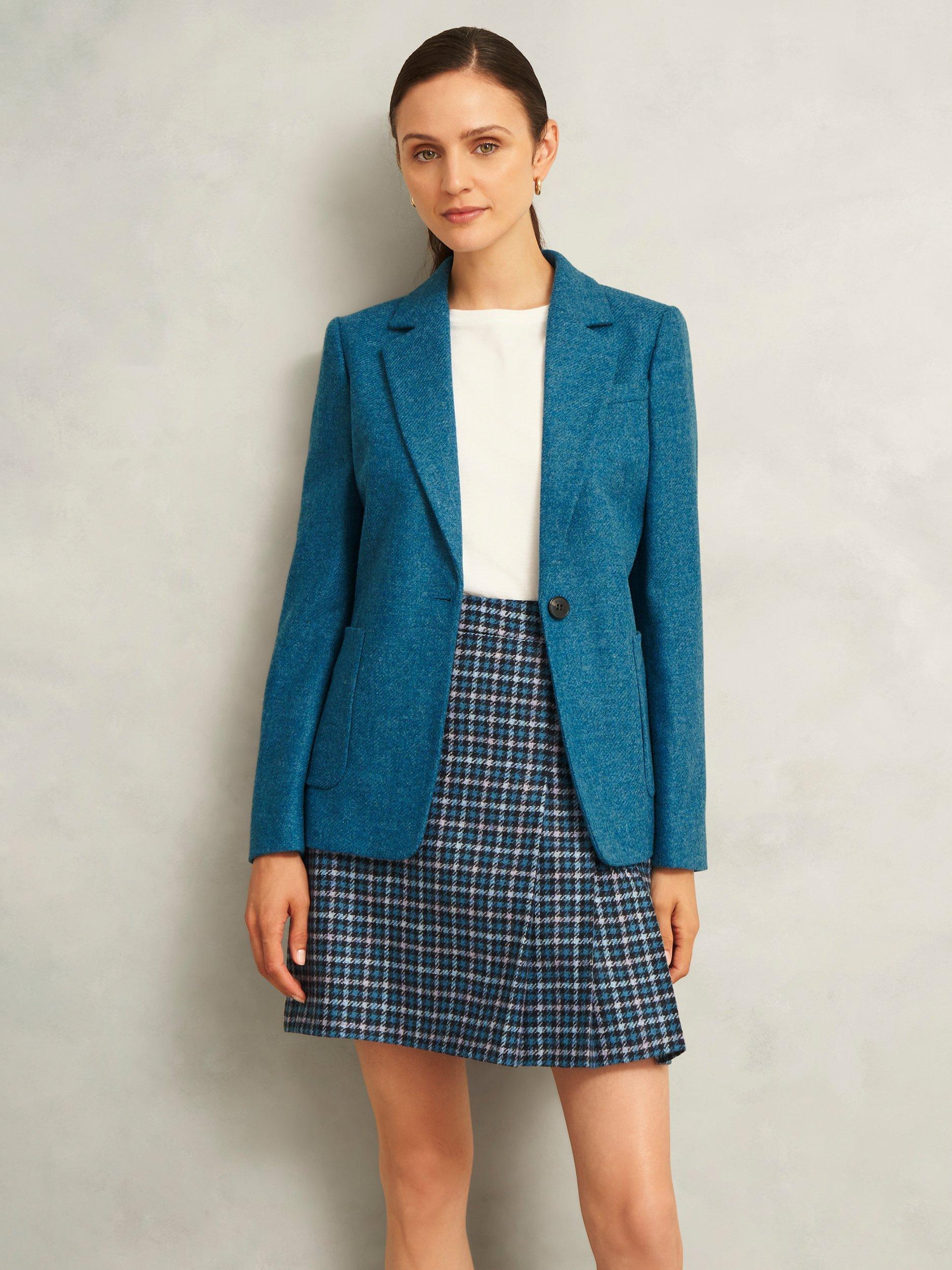 Product image 1 of 5, which shows Hobbs Petite Lilla Pure Wool Blazer, Blue, 8