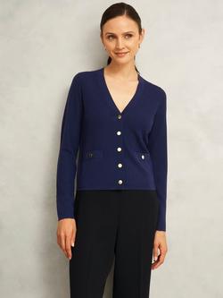 Hobbs Yasmin Pure Merino Wool Cardigan, True Navy, True Navy