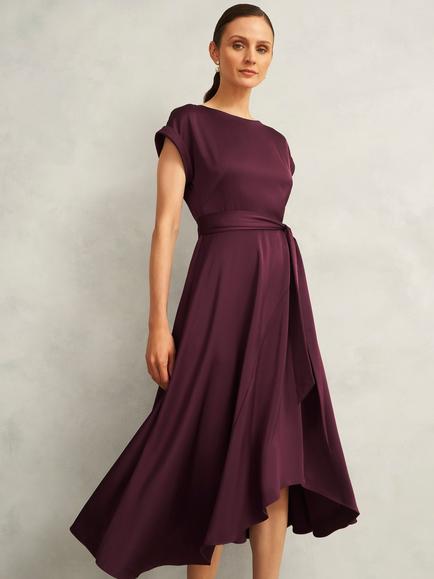 Hobbs Agnes Satin Dress, Red, Red