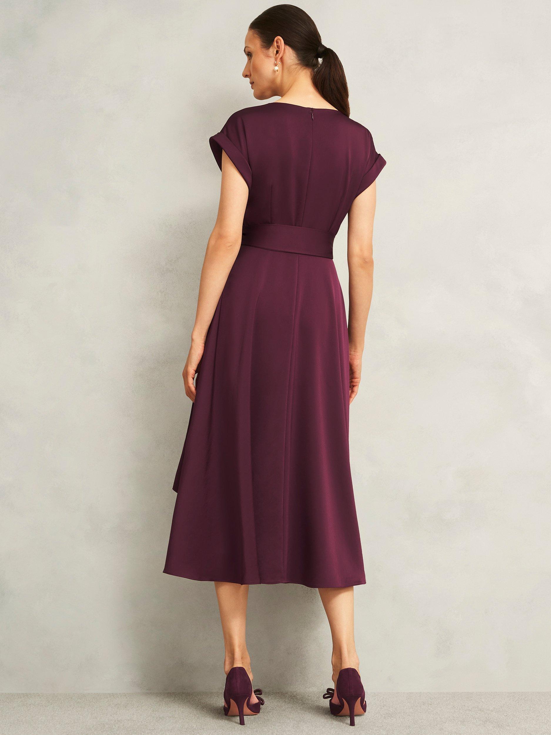 Product image 2 of 7, which shows Hobbs Agnes Satin Dress, Red, 10