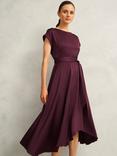 Hobbs Petite Agnes Satin Dress, Red