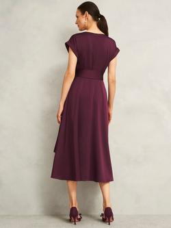 Hobbs Petite Agnes Satin Dress, Red - view 2, Red