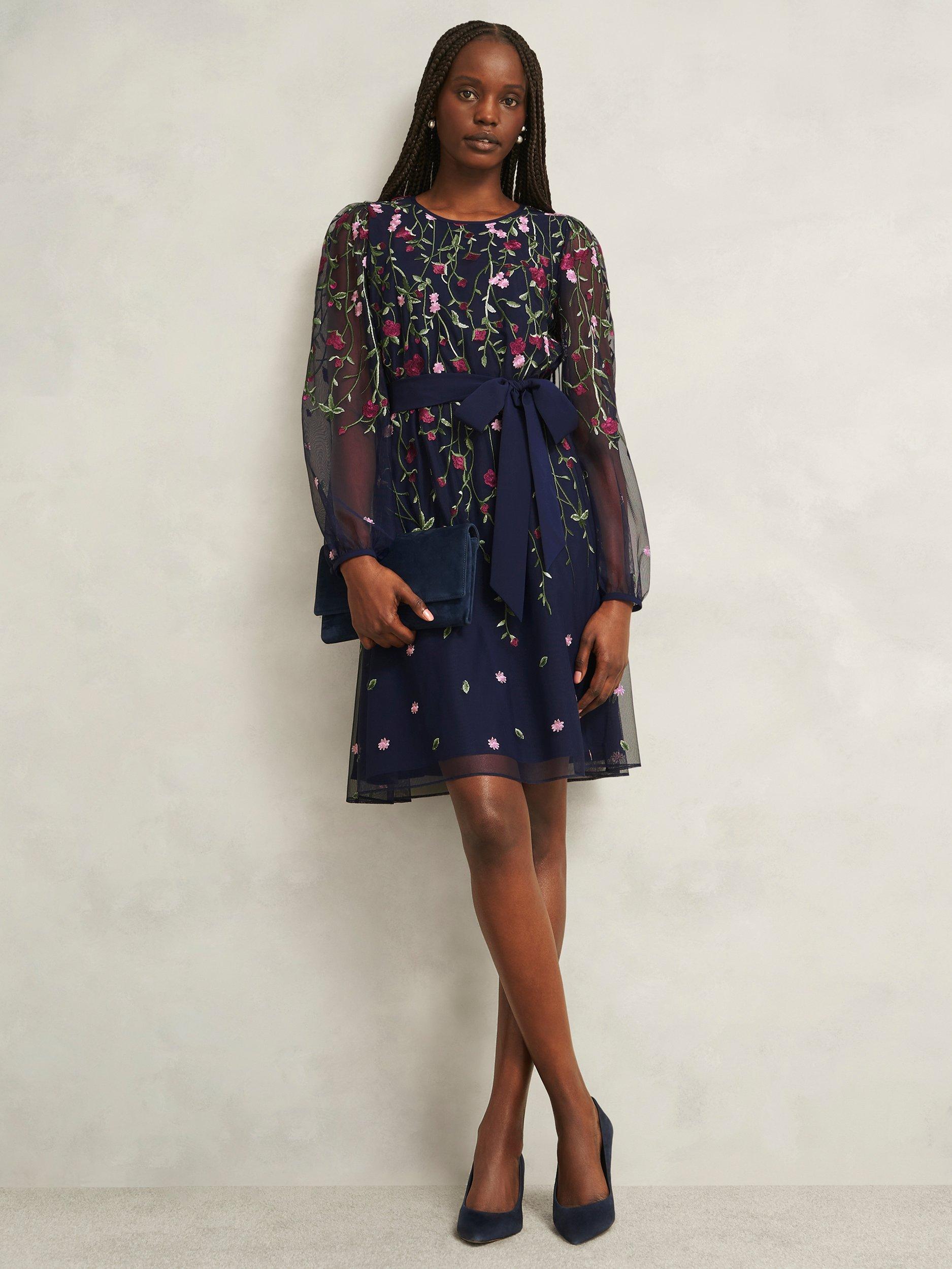 Hobbs Emmy Petite Floral Fit Flare Mini Dress