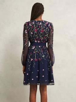 Hobbs Emmy Petite Floral Fit & Flare Mini Dress - view 2, Midnight/Multi