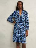 Hobbs Harper Petite Floral Long Sleeve V Neck A Line Dress