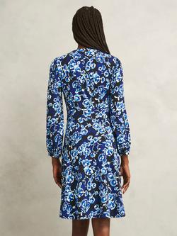 Hobbs Harper Petite Floral Long Sleeve V Neck A Line Dress - view 2, Navy/Multi